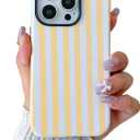 Compatible with iPhone 14 Pro Max Case,Cute Yellow Stripes Vertical Lines Pattern with Shockproof Slim Soft TPU and Hard PC Protective Cover for Women Designed for iPhone 14 Pro Max Case