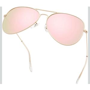 livho Sunglasses for Men Women Aviator Polarized Metal Mirror UV 400 Lens Protection (Rose Gold)