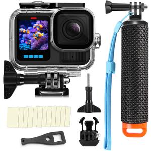 BO&DQQ 196FT/60M Waterproof Case Compatible with Go Pro Hero 13/12/11/10/9 Black,Protective Underwater Snorkeling Diving Housing with Cameras Handle Mount Accessories Kit
