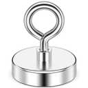 Fishing Magnet for Holiday, Super Strong Rare Earth Magnet, 350 lbs Heavy Duty with Countersunk Hole Eyebolt, 2 inch Single-Sided for Kitchen Accessories, Home, Beach, Pickup and Christmas