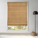 LazBlinds Cordless Bamboo Roman Shades, Privacy Blinds for Interior Windows, Room Darkening Roll Up Bamboo Blinds for Home & Patio, 34" W x 64" H, Highfield Teak