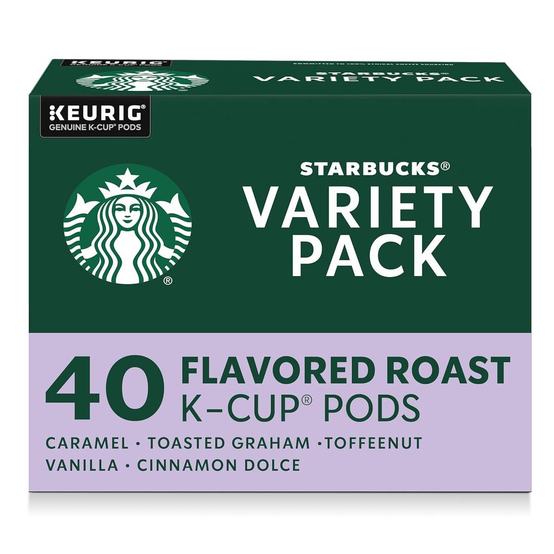 Starbucks K-Cup Coffee Pods, Flavored Hot or Iced Coffee, Variety Pack, 40 Keurig Pods (BBD: September 09, 2025)