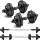 KISS GOLD Weights Dumbbells Set, Adjustable Dumbbell Sets 22Lbs 44Lbs 66Lbs 88Lbs with Solid Steel, Barbell Free Weight Set with Connector Workout Home Gym Equipment for Men Women Strength Training Shaping (22 lbs (Each dumbbell 11lbs))