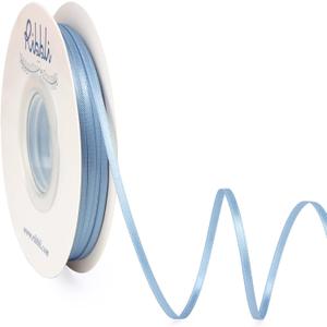 Ribbli Dusty Blue Satin Ribbon,Double Faced Satin 1/8 inch x Continuous 50 Yards,Use for Bows Bouquet,Gift Wrapping,Wedding Decoration,Floral Arrangement