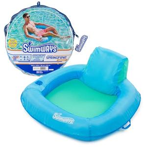 SwimWays Spring Float Premium SunSeat Pool Chairs, Inflatable Pool Floats Adult with Fast Inflation for Ages 15 & Up, Sky Blue