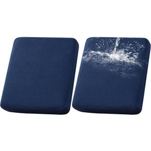 LiveGo Patio Sofa Cushion Cover Outdoor Waterproof Cushion Cover Replacement Patio Furniture Cushions Couch Slipcovers Chair Seat Cover Soft Flexibility Protector (2, Navy Blue)