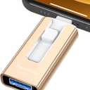 256GB USB Flash Drive for Phone and Pad, Photo Stick High Speed External USB Thumb Drives Photo Storage Memory Stick for Save More Photos and Videos (Gold, 256GB)