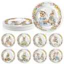 LOYIM 8 Pcs Easter Salad Plates Bunny Dishes 8" 10" Melamine Easter Dinnerware Sets Assorted Designs Ceramic-like Spring Rabbit Plates for Dinner Salad Dessert Birthday Party Supplies(10 Inch)