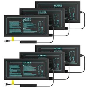 LUXBIRD 2026 Upgraded Seedling Heat Mat, 6 Pack 10"x20.75" UL & MET Certified Warm Hydroponic Heating Pad for Hydroponic Germination, Indoor Gardening & Greenhouse