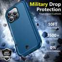 SPIDERCASE Designed for iPhone 16 Pro Case, [12 FT Military Grade Protection] 2 Pack [Tempered Glass Screen Protectors] Heavy Duty Shockproof Flip Cell Phone Cases,Sea Blue