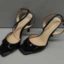 Elisabet Tang Woman's Square Open Toe Ankle Strap Heeled Sandals Stiletto High Heel Sandal Dressy Sexy Wedding Party Shoes US 6