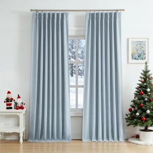 WEST LAKE Dusty Blue Bailey Pinch Pleated Full Blackout Curtains 84 Inches Long with Liners,Rustic Textured Drapes for Bedroom Living Room,Thermal Insulating Backtab Hooks Window Treatment,40"Wx84"Lx2