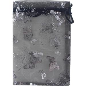 5 x 7 Inch 100 Butterfly Organza Jewelry Gift Pouch Candy Pouch Drawstring Wedding Favor Bags (black butterfly)