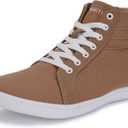 WHITIN Men's Wide Hi-top Minimalist Barefoot Sneakers | Zero Drop Sole | Cushioned Ankle Support (Light Brown, 40)