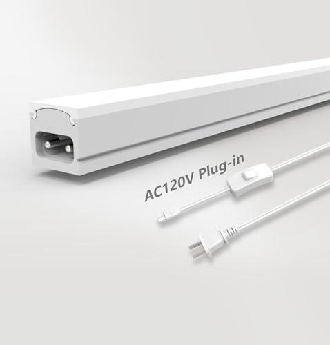 Leetdud Under Cabinet Lighting Plug in, 32 Inch 1 Pc, Linkable AC120V 3CCT 3000K/4000K/5000K Ultra Slim, LED Under Cabinet Lights for Counter Light, Kitchen, Shelf, Sink, Workshop, Desk, White