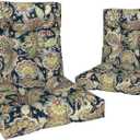 Outdoor Back Chair Cushions, Tufted Back Patio Furniture Cushions Set of 2, Water Repellent Wicker Replacement for Home Garden Chairs, 42x21x4 Inch, Paisley Sapphire Blue