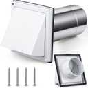 Gisafai 4" Dryer Vent Cover Outside with Stainless Steel Guard Wall Dryer Exhaust Cap and Removable Extended Pipe Vent Shroud Hood Cushioned Non Return Flap with Sealing Gasket Grille(White)