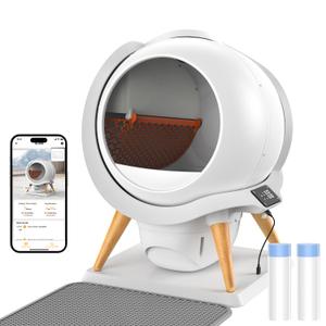 HoneyGuaridan Self-Cleaning Cat Litter Box, Waterproof Automatic Cat Litter Box,App Control, Odourless, Integrated Safety Protection, Water Rinsable and Easy to Clean, for Multiple Cats (3-33lb)