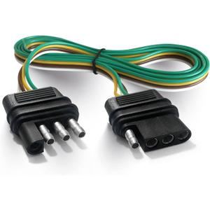 Trailer Wire Extension 4-Way 4 Pin Plug, 4 Wire 4-Flat Connector with Male & Female Plug 18 AWG 37 inch Hitch Light Trailer Wiring Harness Extender