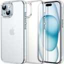JETech Case for iPhone 15 6.1-Inch, Non-Yellowing Shockproof Phone Bumper Cover, Scratch-Resistant and Anti-Fingerprint Matte Back (Frosted Clear)