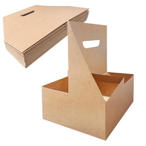 25Pcs Coffee Drink Carrier with Handle( 4 Cups),Assemblable Drink Holder with Handle,Disposable Cup Holders for Drinks, Great for All Your Drink and Food Delivery,Coffee Carrier