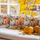 Thanksgiving Pumpkin Throw Pillow Covers 12x20 Set of 2,Fall Leaf Flower Decorative Pillow Covers, Gray White Plaid Cushion Case for Sofa Couch Patio Garden Bedroom