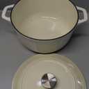 Mueller Cast Iron Dutch Oven Pot with Lid, 6 Quart Enameled, Dual Handles, Stainless Steel Knob, Stew & Induction Pot - For Braising, Roasting, Baking, Cast Iron Bread Pan with Lid, White (Oyster White)