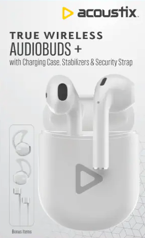 Acoustix True Wireless Audiobuds w/Charging Case - White