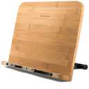 Readaeer Bamboo Book Stand, Large Book Holder with 6 Adjustable Height, Foldable Cookbook Stand Desktop Document Holder for Kitchen & Office (13.4 x 9.3 Inch)