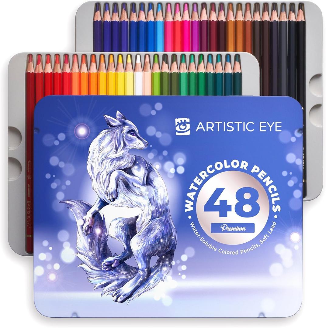 ARTISTO Watercolor Pencils 48 Premium, Water-Soluble Colored Pencils, Soft Lead