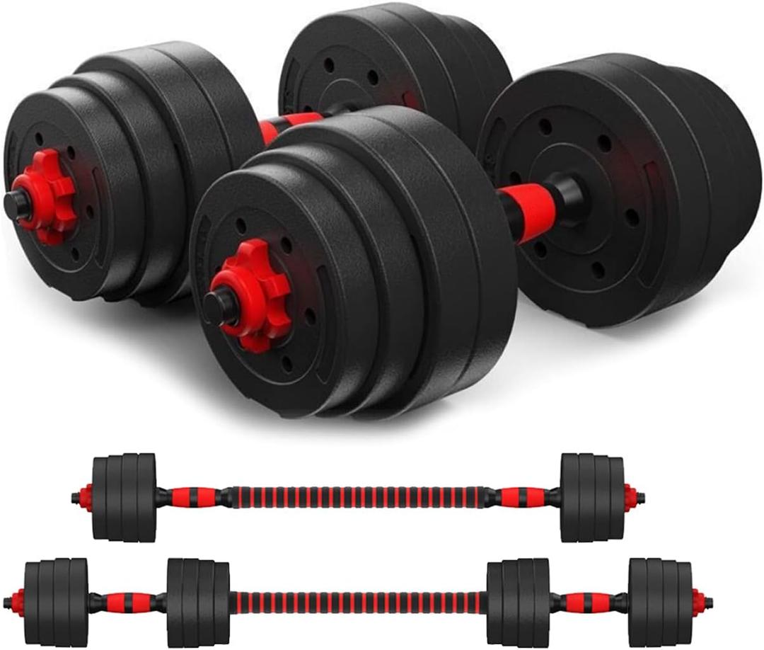 Adjustable Weight Dumbbells Set to 88Lbs, Free Weight Dumbbell with Connecting Rod Used As Dumbbell Barbell set, for Men and Women Home Gym Work Out Training Fitness Equipment All-Purpose