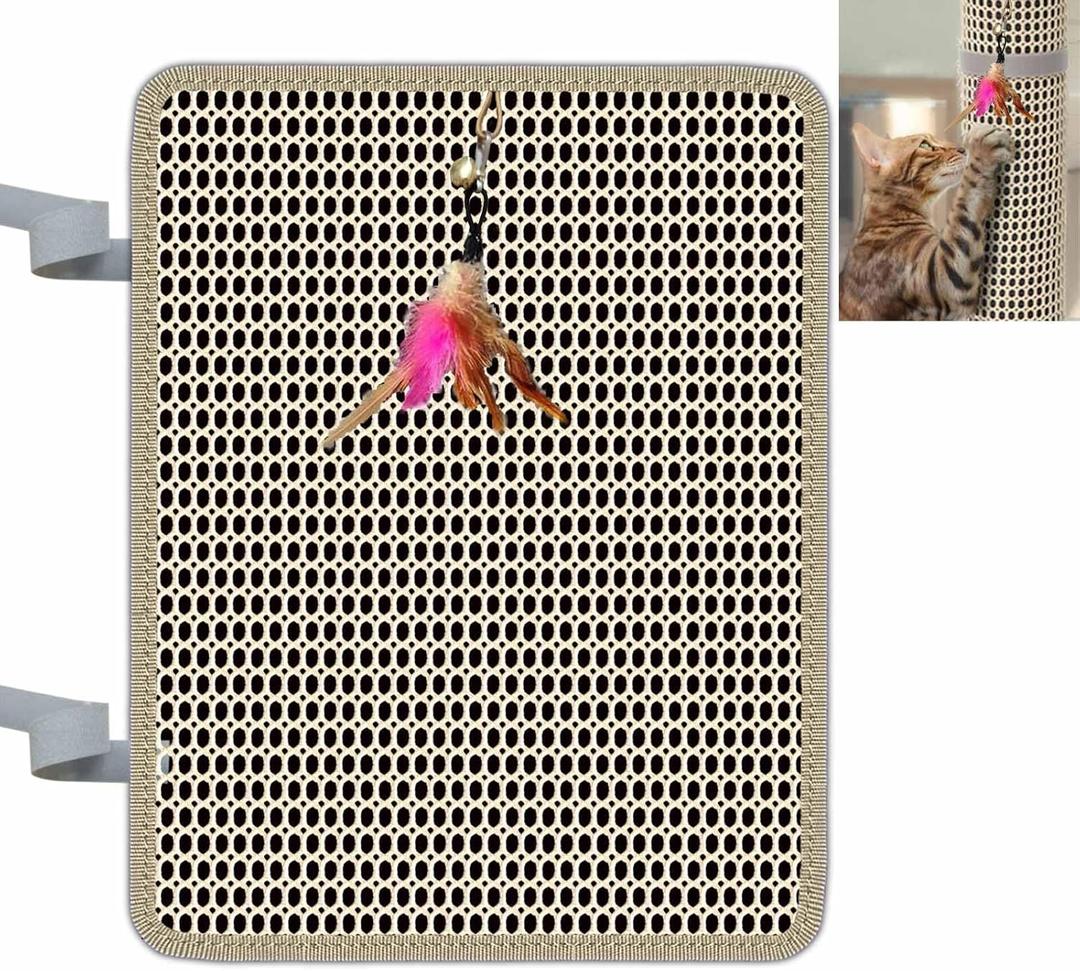 Cat Nail File Scratcher- Cat Scratch Pad with 80-Grit Aluminum Oxide, Wrap-Around Design for Cat Trees and Posts, Scratch Mat is Ideal for Trimming Cat Nails (14.64"x11.14")