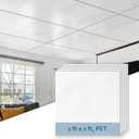 SUNWINGS 10-Pack Drop Ceiling Tiles, 24" x 24" White PET Decorative Ceiling Felt, 2ft x 2ft PET Waterproof Fire-Rated Covering Panels for Kitchen Bathroom Basement, Cover 40 Sq. Ft.