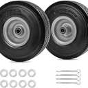 Parts Camp 10 inch wheel 4.10/3.50-4" Flat Free Tire and Wheel 10" Solid Tire for Gorilla Cart Hand Truck Garden Wagon Trolley Dolly tire replacement -5/8" Axle Bore Hole, 2 1/4"Offset Hub (2 Pack)