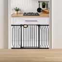 Baby Gate for Stairs 29-52 Inch Wide, Safety Gate for Baby Adjustable Pet Gate with Door Pressure Mounted Gates for Kids Toddler Dogs Extension Kit Indoor Stairway Doorway Black (30.5'' Tall) (29-52'' Wide)