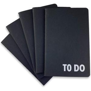 RICCO BELLO 3.5 x 5.5 Inch Pocket to Do Checklist Notebook, 64 Pages Per Notebook, 5-Pack (Black)