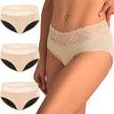 Battewa Full Cover Incontinence Underwear for Women Overnight Leakproof Adult Briefs Protective Underwear Pee Proof Reusable Panties for Bladder Leak 100ML (Beige M)