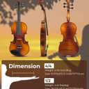 Violin Acoustic Fiddle Kit Professional Solid Wood Violin Unique Maple Wood Pattern Premium Ebony Fitting Starter Kit for Beginner Adults, Full Size By Vangoa