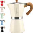 Mongdio Stovetop Espresso Maker Moka Pot, Cuban Coffee Maker Stove top coffee maker Moka Italian Espresso Greca Coffee Maker Brewer Percolator, 12 Espresso Cups, 20 oz - White