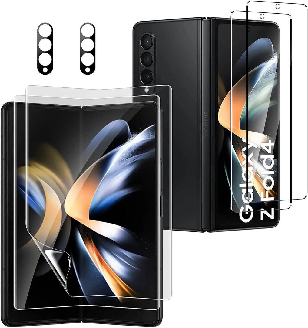Tempered Glass Screen Protector for Samsung Galaxy Z Fold 4+ - 2X Protection with Inner Soft TPU Film Shield and Camera Lens Protector - Scratch Resistant, Bubble Free