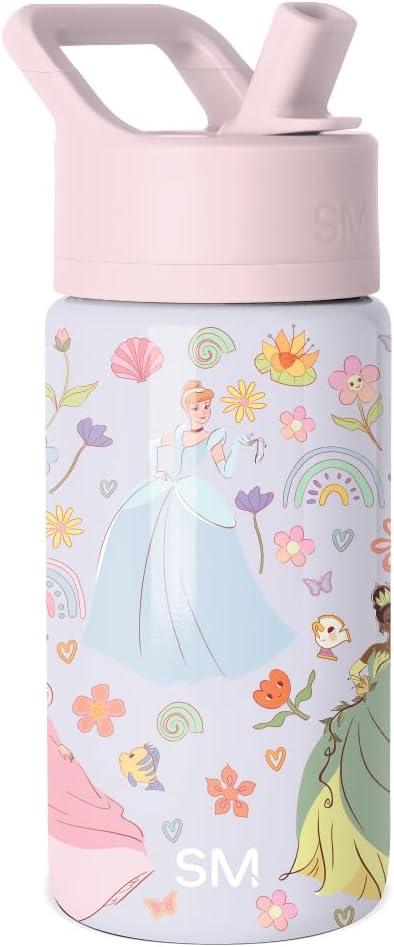 Simple Modern Kids Summit Water Bottle with Straw Lid | Disney 14oz Stainless Steel Cup Insulated Tumbler for Girls, School | Princess Tapestry