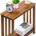 ENKEZI Narrow End Table with Shelf Slim Side Table, Nightstand for Small Spaces, Bedroom, Living Room, Balcony or Outdoor Use (Minimalist Console)