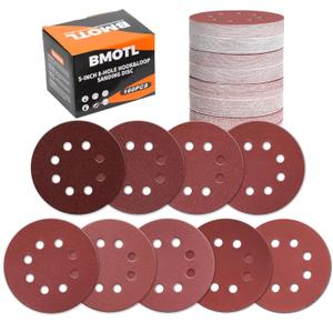 160 Pcs 5-Inch 8-Hole Hook & Loop Sanding Discs Assortment: 40 60 80 120 150 220 320 400 600 Grit for Woodworking/Metalworking, Sandpaper for Random Orbital Sander