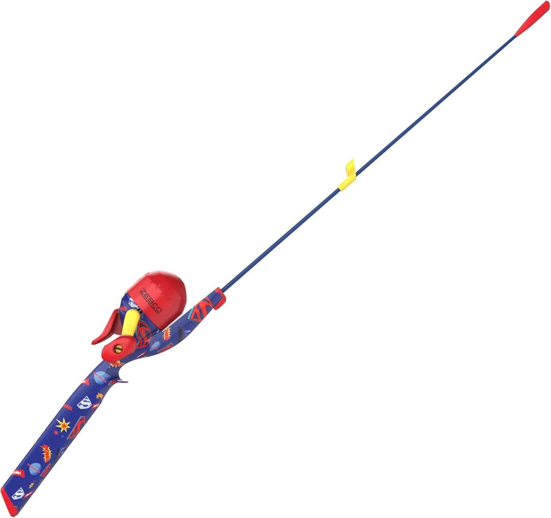 Zebco Youth 29-Inch Floating Spincast Reel and Fishing Rod Combo, Size 20 Reel, Pre-Spooled with 6-Pound Cajun Line (Blue/Red/Yellow)