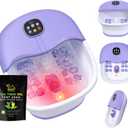 Collapsible Foot Spa Bath Massager with Heat Bubbles and Vibration Massage and Jets, 16oz Tea Tree Oil Foot Soak with Epsom Salt, Foot Bath Basin with Red Light & Remote - Purple