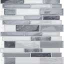 WOWSTAR 10-Sheet Peel and Stick Backsplash Tile for Kitchen Wall, Back Splash Stick On Tiles for Kitchen (12"x 12", Gray)
