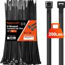Zip Ties Heavy Duty 12 inchV-Shaped Toothed Double Sided With 200 LBS Tensile Strength Cable Ties Extra Large Wire Ties Adjustable Nylon Tie Wraps for Indoor Outdoor Patented Design80 Pack Black