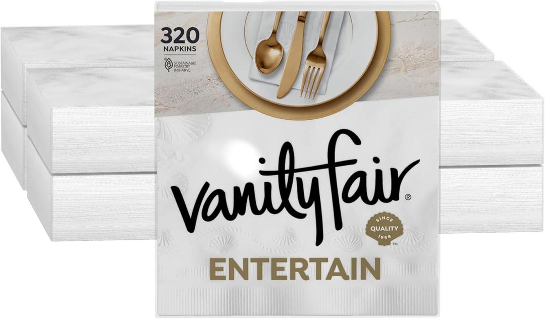 Vanity Fair Entertain Paper Napkins, 40 Count (Pack of 8), Disposable Napkins Made For Entertaining And Events