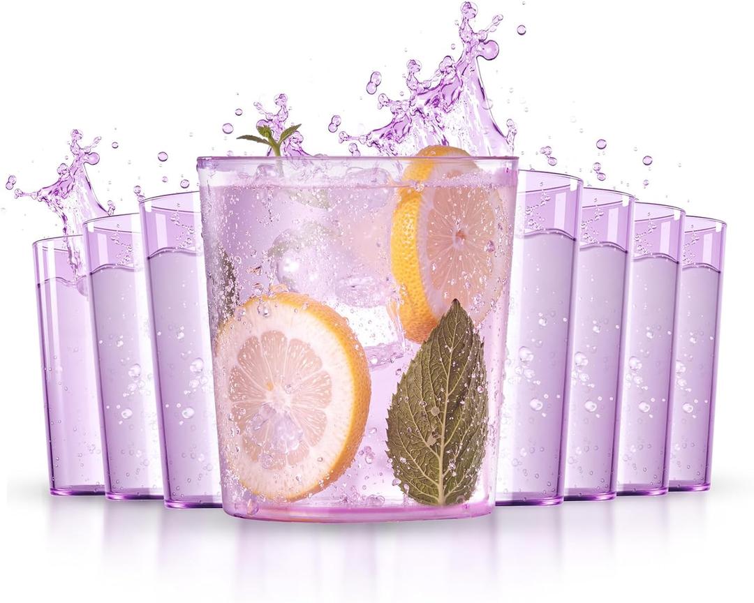 Liacere Plastic Drinking Glasses (Set of 12) 14 oz Purple Plastic Glasses ColorsKitchen Water Glasses Cup, Bar Tumbler Glassware Set for Beer, Juice, Cocktail, Whiskey, Milk for Valentines Day
