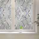 Window Privacy Film, 3D Stained Glass Film, Vinyl Decorative Window Decals, Static Cling Window Film Non-Adhesive Removable (23.6 x 157.4 inch)